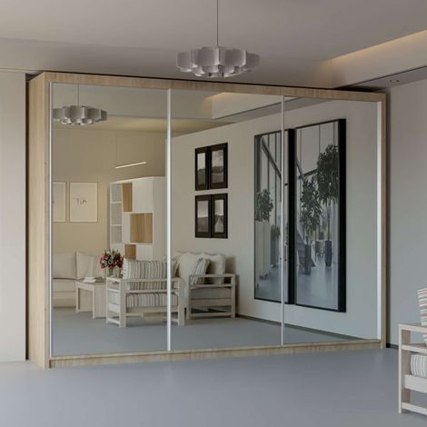 Chicago 250cm Sliding Door Wardrobe with Full-Length Mirrors & 5 Stylish Finishes - Oak250cm