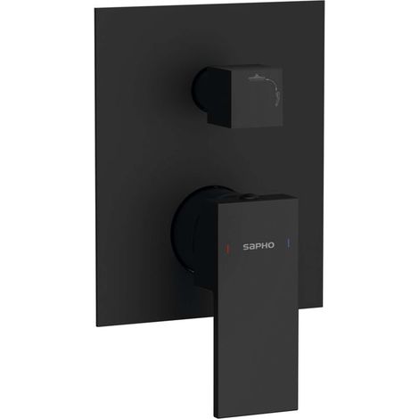 Sapho Cubemix - Unterputzarmatur für 2 Verbraucher, mit Einbaukörper, schwarz matt CM042B (1/2)