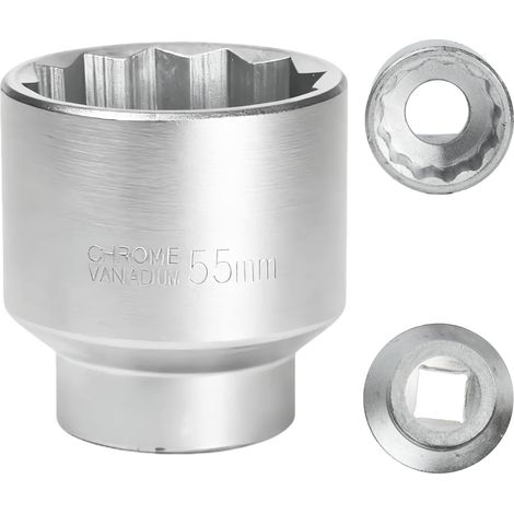 Douille 55mm 3/4" 12 pans, Douille pour clé 3/4 55mm pour clé CR-MO (1/5)