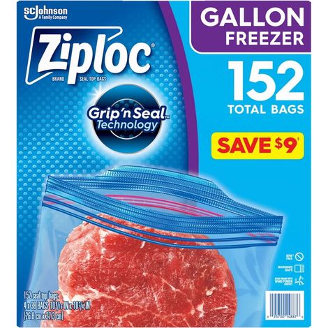 Sacs de congélation Ziploc 4 litres avec nouveau design « reste ouvert » (152 unités) - Prix avantageux