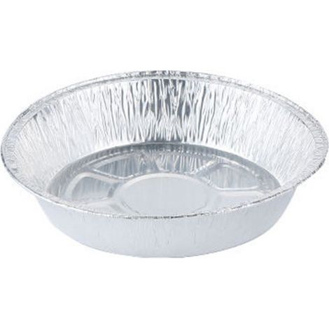 Récipients recyclables jetables ronds de plaque de papier d'aluminium avec des murs droits pour la cuisson 50pcs de profondeur 7 pouces. (1/5)
