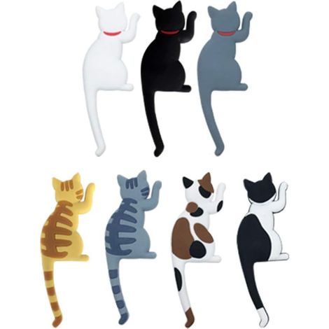 Lot de 7 aimants de réfrigérateur à motifs de chats, aimants de réfrigérateur amusants pour la maison et le bureau (motifs aléatoires) (1/4)
