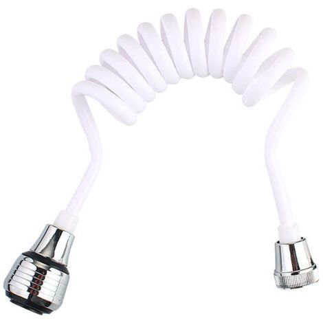 Rallonge de robinet d'évier – pommeau télescopique avec aérateur, blanc (flexible uniquement, robinet non inclus) (1/5)