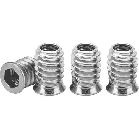 M5 Insert Fileté Bois, 40 Pièces écrous à Visser M5 X 15mm Manchons à Visser Galvanisés Argent écrou Hexagonal Fileté pour Meubles en Bois (1/5)