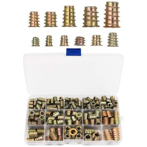 230 Pieces Zinc Alloy Threaded Inserts, M4 M5 M6 M8 M10 Nuts for Wood Furniture (1/4)
