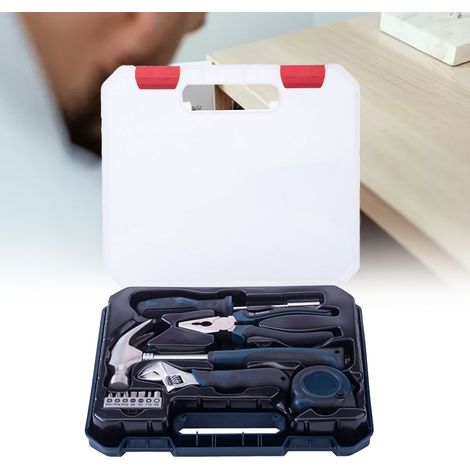 Coffret d'outils à main multifonction 12 pièces avec boîte de rangement, kit d'outillage pour maison et garage. (1/5)