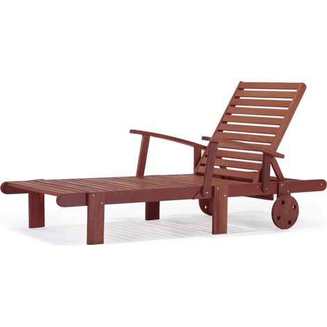 Habitat Et Jardin – Transat pliant en bois exotique – Structure en bois de Shorea – Dossier inclinable 4 positions – Tablette latérale coulissante – Résistant aux UV