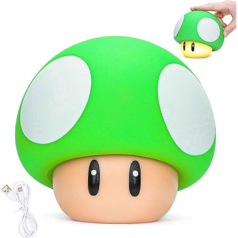 (Vert) Lampe champignon de jeu avec son, figurine lumineuse 3D Super Game, veilleuse, lampe de bureau pour enfants, cadeau d'anniversaire (1/5)