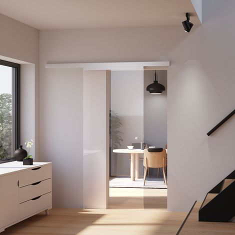 Tür Schiebetür Glas klar 755 x 2035 Zimmertür Glasschiebetür - Griffknopf + 2 seitiger Softclose
