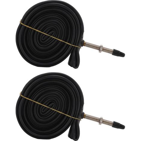 700x23C Fahrradschlauch – 60-mm-Presta-Ventil – Butylkautschuk – für 700c-Reifen – 2er-Pack mit 2 Reifenhebern (1/5)