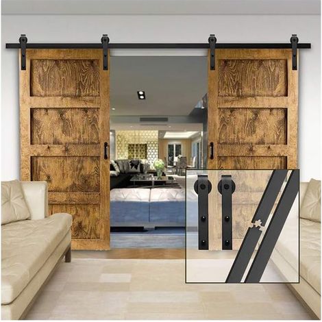 Kit Quincaillerie Porte Double 200CM Quincaillerie Porte Suspendue Rail Porte Coulissante Complet avec Vis (1/5)