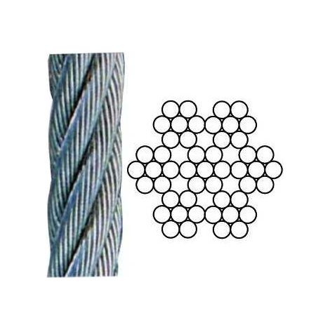 Câble en acier inoxydable 49 fils torsadés 10 m diamètre 3 mm (1/2)