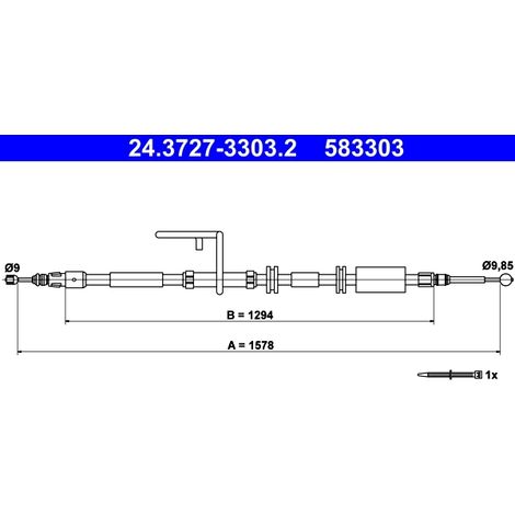 Tirette à câble, frein de stationnement ATE 24.3727-3303.2 LAND ROVER LR001032