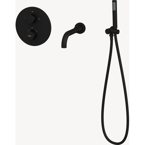 Mitigeur thermostatique de baignoire à encastrer Noir - Corbeau