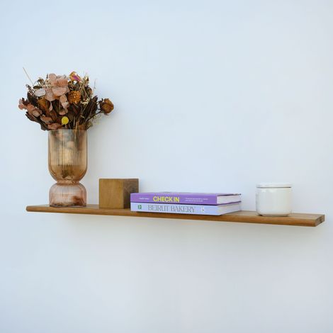 Tablette Bois Teck Huilé Rectangle - Etagère Murale - 18x180x1200mm - Etagère de Bureau, Cuisine, Salle de bain, Salon (1/5)