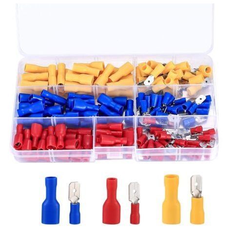 Kit de 150 cosses à sertir pour câbles, assortiment de bornes électriques, cosses à sertir isolées, outils de connexion rapide pour connecteurs électriques (1/5)