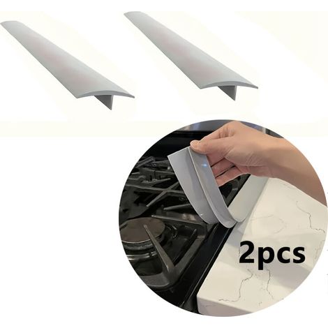 Bandes de protection anti-éclaboussures en silicone, 2 pièces pour joint de cuisinière, anti-huile et anti-taches (1/5)