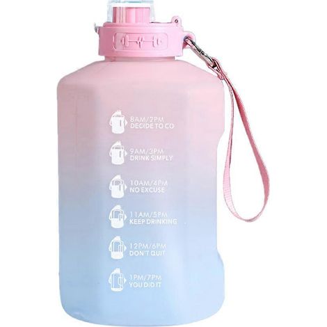 Gourde de 2200 ml (un demi-gallon) avec paille et indicateur de temps, compatible lave-vaisselle - Rose (1/5)
