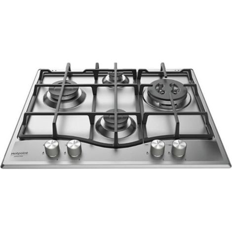 Hotpoint Ariston – Plaque de cuisson gaz 4 foyers – L 60 x P 51 cm – Puissance 8,85 kW – Grilles en fonte pour cuisson homogène (1/4)