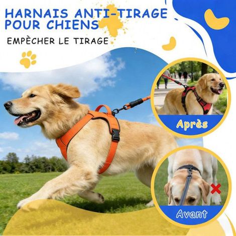 Harnais pour Chien Anti Traction,Harnais De Chien Anti-Traction RéGlable Respirant, pour Chiens Petits Moyens Grands,(Rose, XL) (1/5)