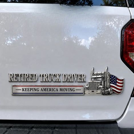 Patriot Flag Edition Metal Car Emblem - Retired Truck Driver