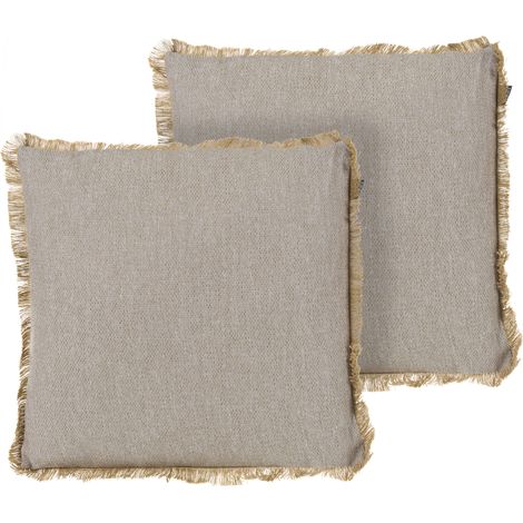 Conjunto de 2 cojines decorativos para exterior de olefina accesorios de jardín beige Castanea (1/5)