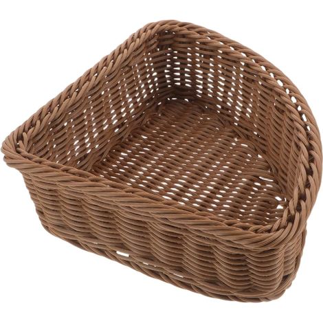 Panier D'Angle Triangulaire Tressé Main Organisateur De Bureau Et Rangement Pour Cosmétiques Snacks Vêtements 12.80X9.64X3.35In Optimisation Espace Cuisine Salle De Bain (1/5)