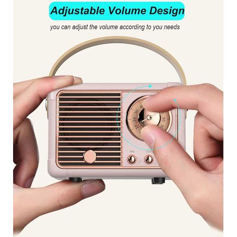 Altoparlante Bluetooth vintage retrò, piccolo altoparlante wireless per cucina, ufficio, camera da letto, uso esterno, compatibile con Android e iOS, rosa - ALTRO (1/4)
