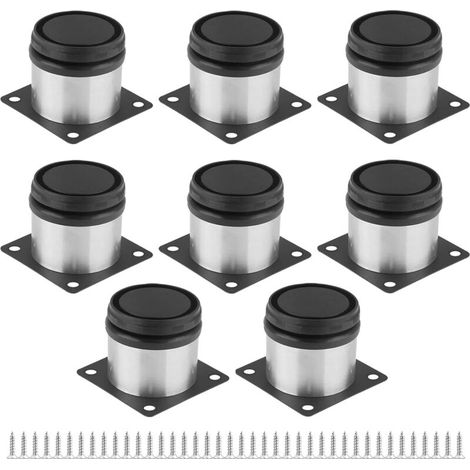 Lot de 8 pieds de meuble réglables – 5 cm – Pieds ajustables pour mobilier – Ronds, en acier inoxydable – Hauteur réglable (0 à 15 mm) – Pour canapés, meubles, éléments de cuisine et tables – Fixation (1/5)