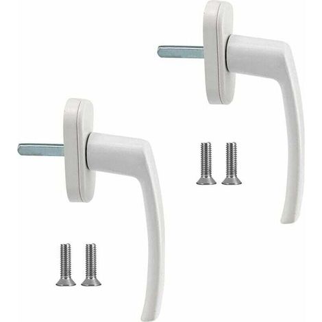 Poignées de fenêtre Poignée de fenêtre en alliage d'aluminium 2 pièces Poignée en aluminium massif Poignée de porte en aluminium blanc Compatible avec les fenêtres communes et les portes de balcon
