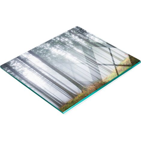 Tablero de cocina de vidrio templado con gr谩ficos decorativos Niebla en el bosque 60x52 cm