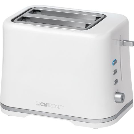 Clatronic TA 3554 Tostadora Pan, 2 Rebanadas, Regulador Nivel Tostado, 3Funciones, Calienta Panecillos, Recogemigas 870W Blanco (1/5)