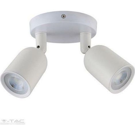 Soporte para foco de techo LED doble V-TAC, 2 GU10, base redonda ajustable de aluminio