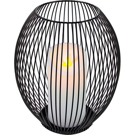 Bougeoir décoratif en fer forgé – porte-bougie – base robuste – Noir (1/4)