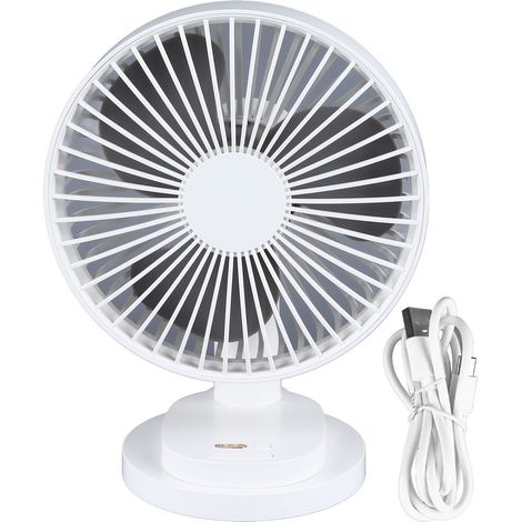 Ortviai Ventilateur de bureau USB rechargeable, 4 vitesses, oscillant à 90°, silencieux pour bureau, chambre ou dortoir