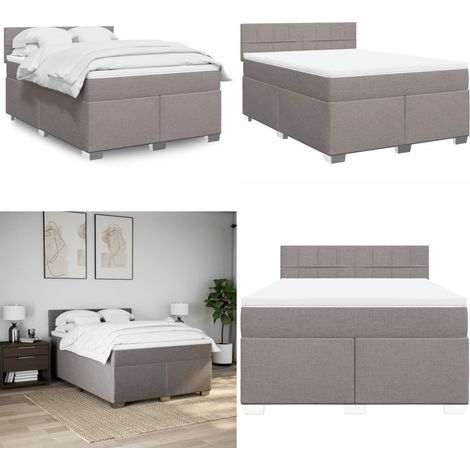 Sommier à lattes de lit avec matelas Taupe 140x190 cm Tissu - Matelas à ressorts ensachés - Sommier taupe (1/5)