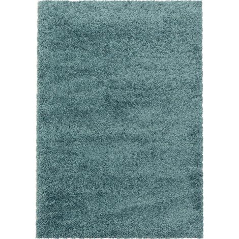 Tapis poils longs shaggy 120x170 bleu tissé rectangle motif uni UNI I