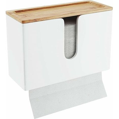 Distributeur Essuie Main Mural Distributeur Papier Cuisine Et Salle De Bain Devidoir Essuie Tout Mural Porte Serviette De Table Feuille À Feuille, Pliés En V/C, Rechargeable (1/5)