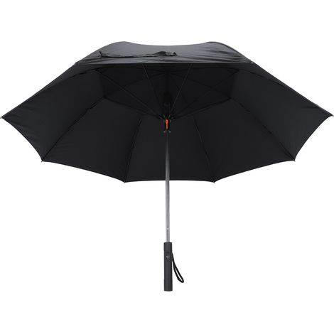 Ortviai Parasol avec Ventilateur Intégré, Protection UV 50+, Batterie Rechargeable 2600 mAh, Noir (1/5)