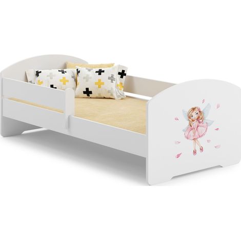 LUK letto per bambini con ringhiera 140x70 Ragazza con ali