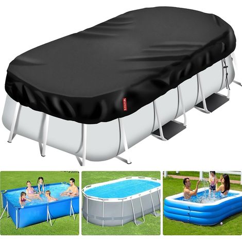 1 Bâche Piscine 305x205cm, Tissu Oxford 420D, Œillets Renforcés, Protection UV, Pour Piscine Rectangulaire