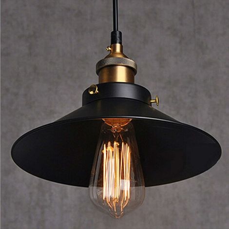 VURAHOME - Suspension de ferme, plafonnier en fer forgé simple style industriel rétro E27 Cage en métal luminaire suspendu pour cuisine grange salle à manger (1/5)