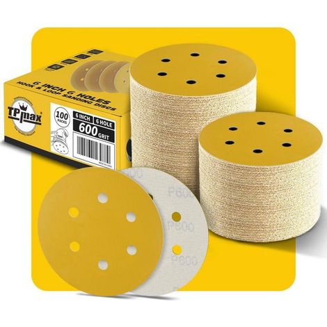 Schleifscheiben 150mm 6 Loch 600 Körnung Klett Rund P 600 - 100 Pack (1/5)