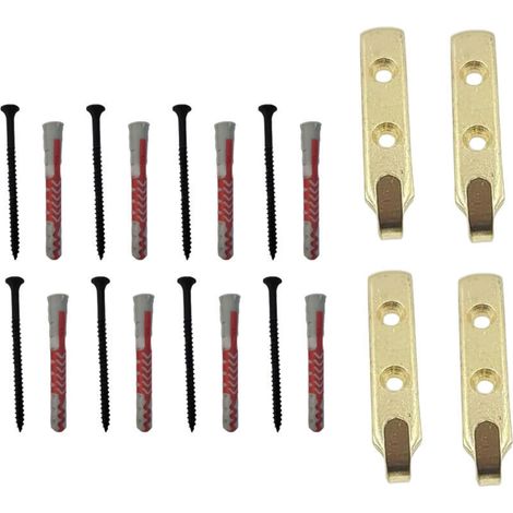 Crochet mural robuste en J en métal avec vis de sécurité - JINFGERNE - idéal pour accrocher tableaux, manteaux et décoration - Pack de 4 crochets en nickel (1/5)