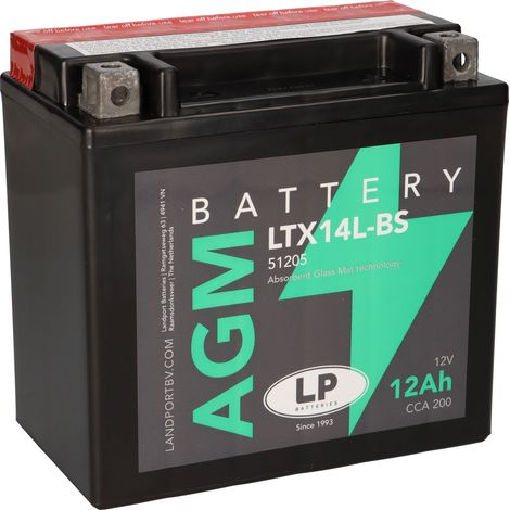 Landport YTX14L-BS 12V 12Ah Batterie für Harley Davidson 883/1200 (1/5)