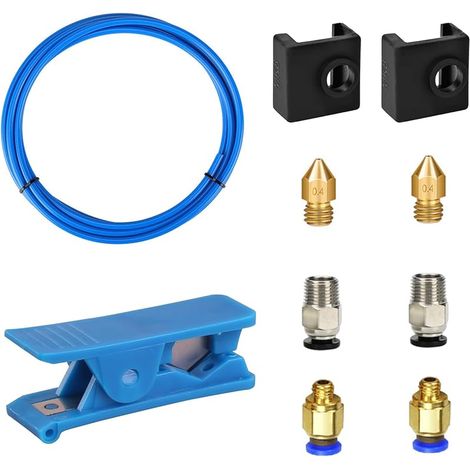 2m Teflon 3D Printer 4mm Teflon Tube with Pneumatic Fitting PC4-M6 and PC4-M10, PTFE Tube for 1.75mm Ender 3/3 Pro/5/CR-10/10S Filament