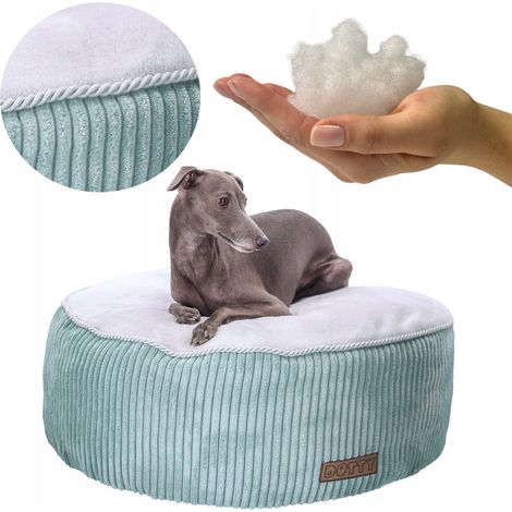 Cama redonda para perros DOTTY, puf, cojín para gatos, pana, felpa minky (1/4)