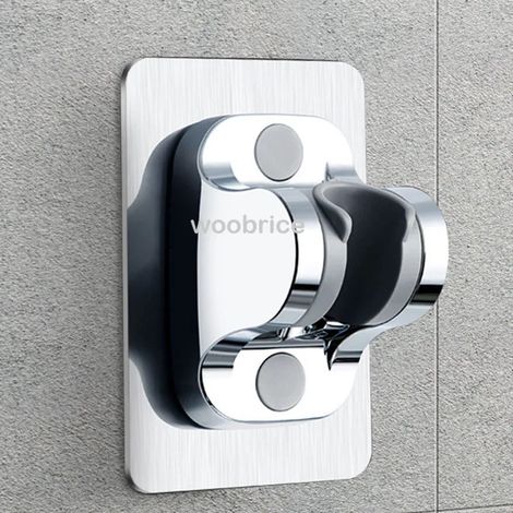Pommeau de douche haute pression (crochet argenté) 5 jets réglables avec flexible, économie d'eau, arrêt automatique du jet, accessoires de salle de bain (1/5)