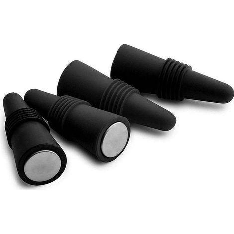 Silikonverschluss – Für Wein-, Bier-, Limonaden-, Öl- und Essigflaschen – Hitzebeständig und kältebeständig – 4er-Pack – Schwarz (1/5)