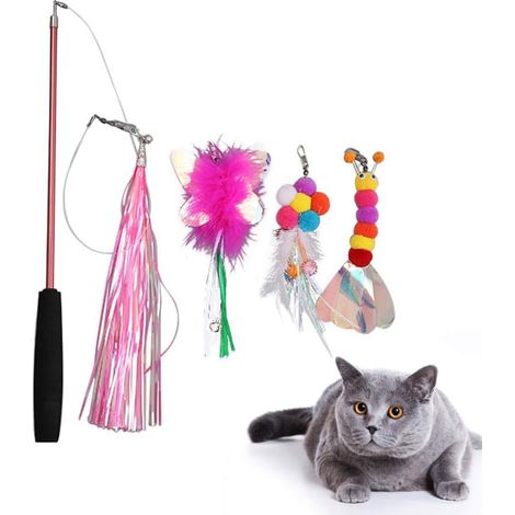 Canne à plumes télescopique pour chat en 5 sections – Jouet interactif pour animaux (1/3)
